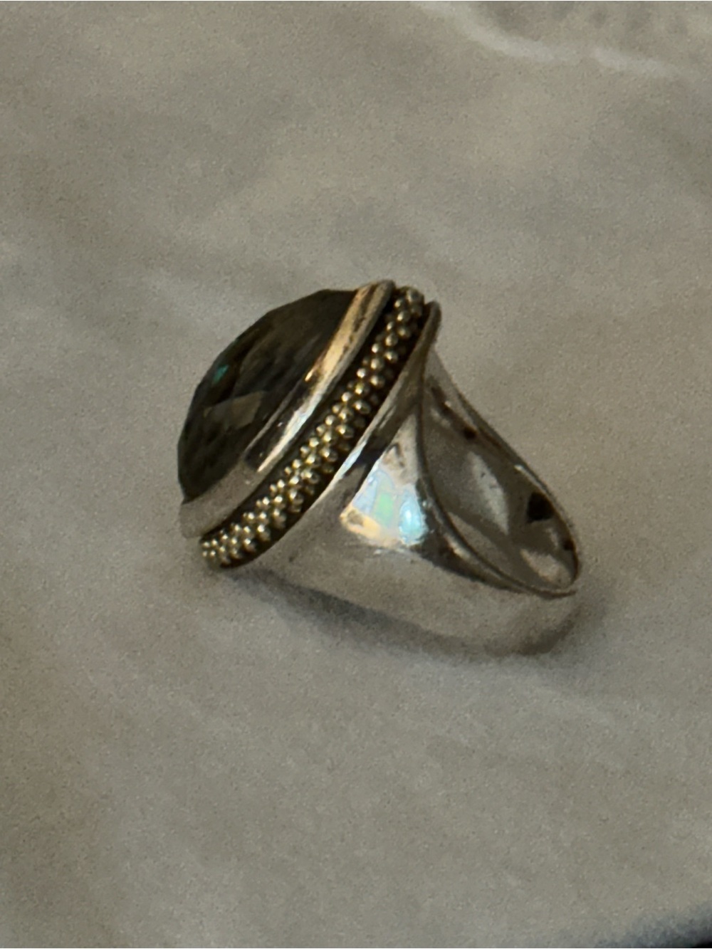 LAGOS Sterling Silver and 18k Gold Ring with Smokey Quartz Teardrop Stone - Picture 4 of 7